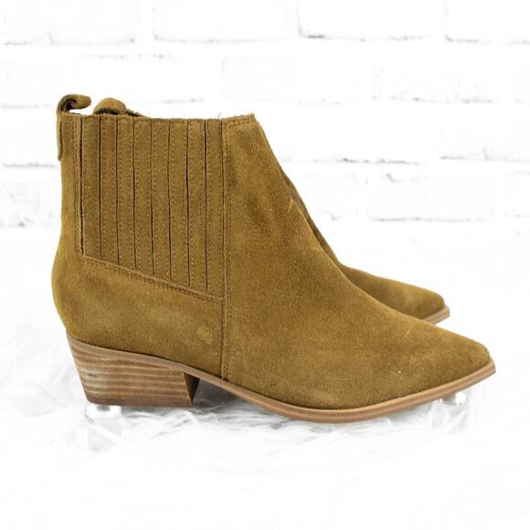 Marc Fisher Brown Suede Pointed Toe Slip On Chelsea Ankle Boots Booties 5.5 - Picture 3 of 10